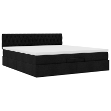 vidaXL Ottomán ágykeret matraccal fekete 200x200 cm anyaggal (3311569) ágy és ágykellék