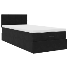 vidaXL Ottomán ágykeret matraccal fekete 90x190cm bársony (3311743) ágy és ágykellék
