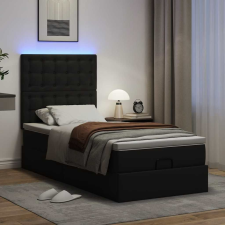 vidaXL Ottomán ágykeret matraccal Fekete 90x190cm műbőrrel ágy és ágykellék