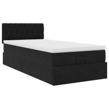 vidaXL Ottomán ágykeret matraccal fekete 90x200cm bársony (3311821) ágy és ágykellék