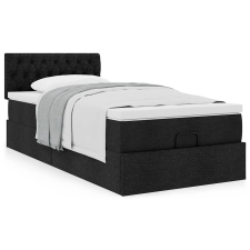 vidaXL Ottomán ágykeret matraccal fekete 90x200cm szövet ágy és ágykellék