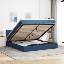 vidaXL Ottomán ágykeret matraccal Kék 200x200 cm szövet ágy és ágykellék