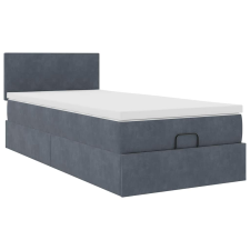 vidaXL Ottomán ágykeret matraccal Sötét szürke 100x200cm bársony (3311682) ágy és ágykellék