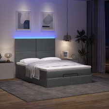 vidaXL Ottomán ágykeret matraccal sötét szürke 140x190cm szövet ágy és ágykellék