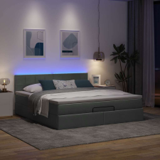 vidaXL Ottomán ágykeret matraccal sötét szürke 160x200cm szövet ágy és ágykellék