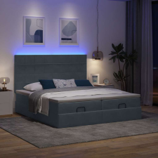 vidaXL Ottomán ágykeret matraccal Sötét szürke 200x200cm bársony ágy és ágykellék