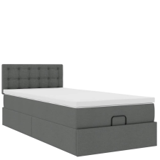 vidaXL Ottomán ágykeret matraccal sötét szürke 90x190cm szövet (3311588) ágy és ágykellék
