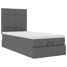 vidaXL Ottomán ágykeret matraccal sötét szürke 90x190cm szövet (3313120) ágy és ágykellék