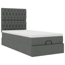vidaXL Ottomán ágykeret matraccal sötét szürke 90x200cm szövet (3313210) ágy és ágykellék
