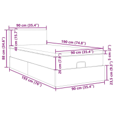vidaXL Ottomán ágykeret matraccal sötétbarna 90x190cm szövet ágy és ágykellék