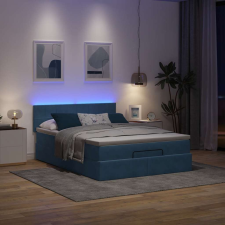 vidaXL Ottomán ágykeret matraccal sötétkék 140x190cm bársony ágy és ágykellék