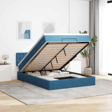 vidaXL Ottomán ágykeret matraccal sötétkék 140x200cm bársony ágy és ágykellék