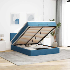 vidaXL Ottomán ágykeret matraccal sötétkék 140x200cm bársony ágy és ágykellék