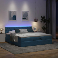 vidaXL Ottomán ágykeret matraccal sötétkék 180x200cm bársony ágy és ágykellék