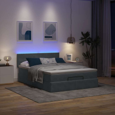 vidaXL Ottomán ágykeret matraccal sötétszürke 140x200cm bársony ágy és ágykellék