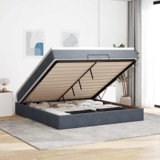 vidaXL Ottomán ágykeret matraccal sötétszürke 160x200cm bársony ágy és ágykellék