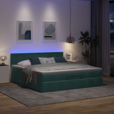 vidaXL Ottomán ágykeret matraccal sötétzöld 160x200cm bársony ágy és ágykellék