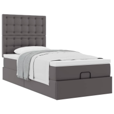 vidaXL Ottomán ágykeret matraccal Szürke 100x200cm műbőrrel ágy és ágykellék