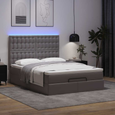 vidaXL Ottomán ágykeret matraccal Szürke 140x200cm műbőrrel ágy és ágykellék