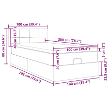 vidaXL Ottomán ágykeret matraccal Világosszürke 100x200cm bársony ágy és ágykellék