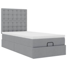 vidaXL Ottomán ágykeret matraccal világosszürke 80x200cm szövet (3313278) ágy és ágykellék