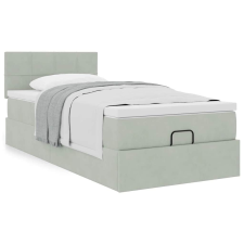 vidaXL Ottomán ágykeret matraccal világosszürke 90x200cm bársony ágy és ágykellék