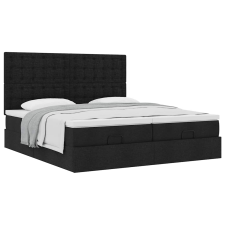 vidaXL Ottomán ágykeret matracokkal Fekete 160x200cm szövet (3313729) ágy és ágykellék