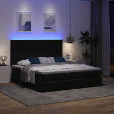 vidaXL Ottomán ágykeret matracokkal fekete 180x200cm bársony ágy és ágykellék