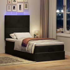 vidaXL Ottomán ágykeret matracokkal fekete 80x200cm bársony ágy és ágykellék