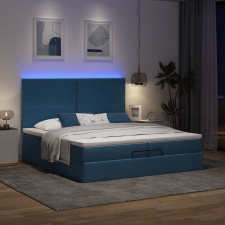 vidaXL Ottomán ágykeret matracokkal kék 200x200cm szövet ágy és ágykellék
