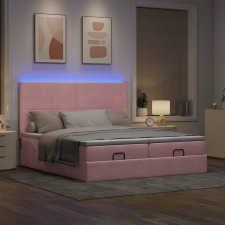 vidaXL Ottomán ágykeret matracokkal rózsaszín 160x200cm bársony ágy és ágykellék