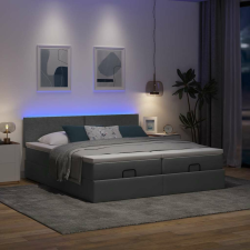 vidaXL Ottomán ágykeret matracokkal Sötét szürke 200x200cm szövet ágy és ágykellék