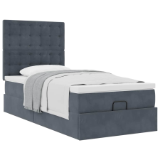 vidaXL Ottomán ágykeret matracokkal sötét szürke 90x190cm bársony (3313584) ágy és ágykellék