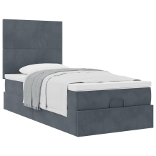 vidaXL Ottomán ágykeret matracokkal sötét szürke 90x200cm bársony (3313374) ágy és ágykellék