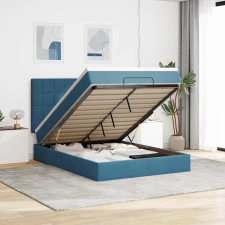 vidaXL Ottomán ágykeret matracokkal sötétkék 140x200cm bársony ágy és ágykellék