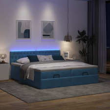 vidaXL Ottomán ágykeret matracokkal sötétkék 180x200cm bársony ágy és ágykellék