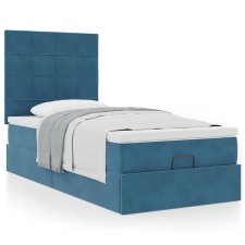 vidaXL Ottomán ágykeret matracokkal sötétkék 80x200cm bársony ágy és ágykellék