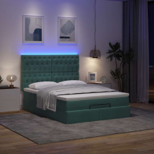 vidaXL Ottomán ágykeret matracokkal sötétzöld 140x200cm bársony ágy és ágykellék