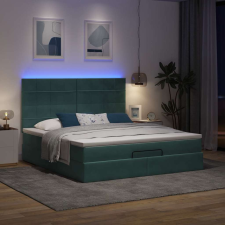 vidaXL Ottomán ágykeret matracokkal sötétzöld 160x200cm bársony ágy és ágykellék