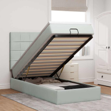 vidaXL Ottomán ágykeret matracokkal világosszürke 100x200cm bársony ágy és ágykellék