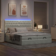 vidaXL Ottomán ágykeret matracokkal világosszürke 160x200cm bársony ágy és ágykellék