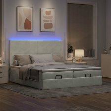 vidaXL Ottomán ágykeret matracokkal világosszürke 200x200cm bársony ágy és ágykellék