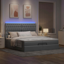 vidaXL Ottomán ágykeret matracokkal Világosszürke 200x200cm szövet ágy és ágykellék
