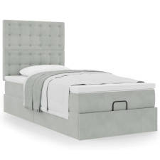 vidaXL Ottomán ágykeret matracokkal világosszürke 80x200cm bársony ágy és ágykellék