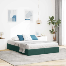 vidaXL Ottomán Ágykeret tárolóval Sötétzöld 140 x 190 cm Bársony ágy és ágykellék