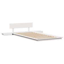 vidaXL Padlóágykeret éjjeli szekrényekkel Fehér 90x190cm Tömör Fa (872423) ágy és ágykellék