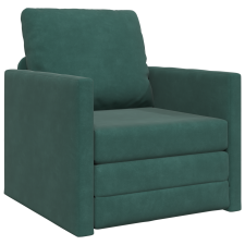 vidaXL Padlókanapé Ágy 2 az 1-ben Sötét Zöld 74x77x81 cm Bársony (4106616) bútor