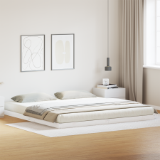 vidaXL Padlószintű ágykeret Fehér 200x220 cm Tömör fenyő ágy és ágykellék