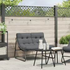 vidaXL Párnás kerti pad Fekete 110x80x71 cm Acél kerti bútor