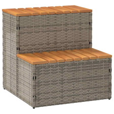 vidaXL pezsgőfürdő lépcső szürke 50x50x50,5cm polyrattan és akácfa medence kiegészítő